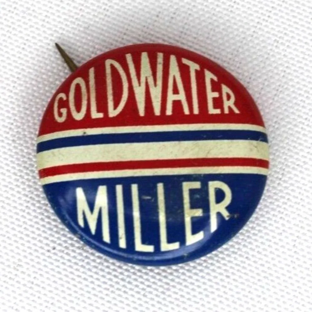 1964 Barry Goldwater Bill Miller Pinback Presidential Campaign Button Pin Vtg 1
